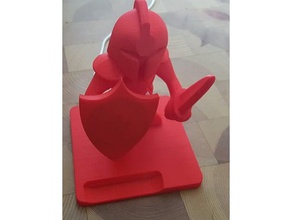 cartoon knight qi wireless charger stand mobile phone 3d print model - Mito3D