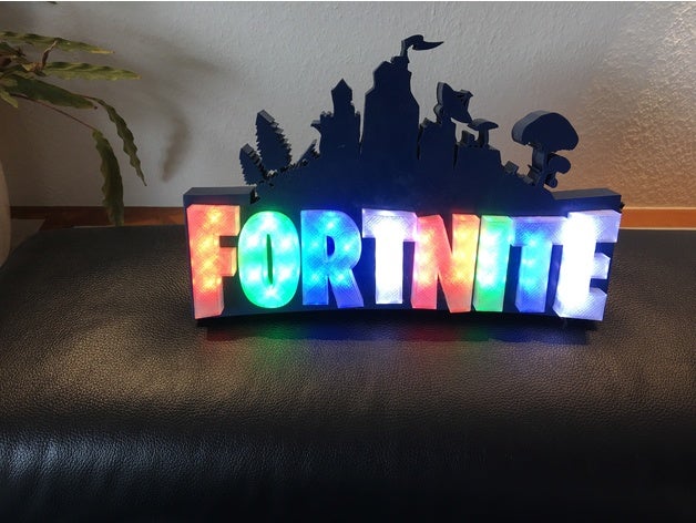 fortnite led logotipo eletrônica 3D print model - Mito3D