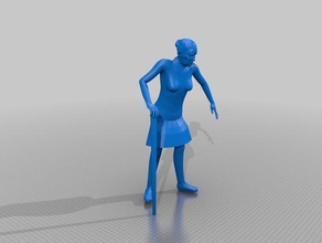 old women walks stick hq people 3d print model - Mito3D