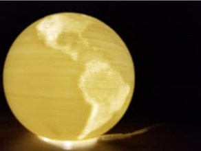 earth globe lithophane sculptures spherical 3d print model - Mito3D