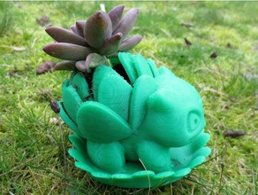 blooming bulbasaur planter leaf drainage tray outdoor garden air plant high poly cactus earthday gardening green oddish plants pot pokemon realistic succulent succulents 3d print model - Mito3D