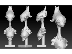 insectoid alien sculpt zbrush creatures 3d bust kirkieball 3d print model - Mito3D