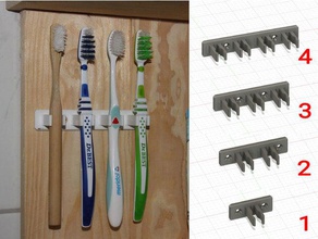 wall mounted toothbrush holder 1 4 brushes bathroom hygene minimalist mount 3d print model - Mito3D