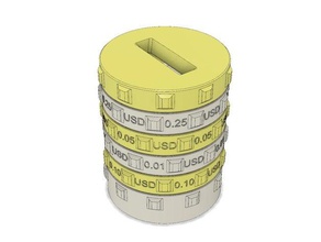 tri tirelire usd xs taille les conteneurs la boîte pièce de monnaie pièces trieur l'argent 3d print model - Mito3D