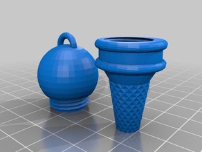 ice cream cone screw container coins badges 3d print model - Mito3D