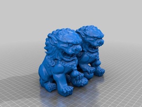 chinese guardian lions separated fixed sculptures chineseguardianlion statue 3d print model - Mito3D