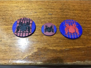 spider-man logo coin coins badges marvel universe spiderman 3d print model - Mito3D