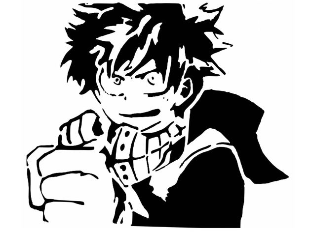 izuku midoriya pochoir 2 d art l'anime boku no hero academia 3D print model - Mito3D