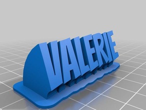 valerie name plate office customized 3d print model - Mito3D