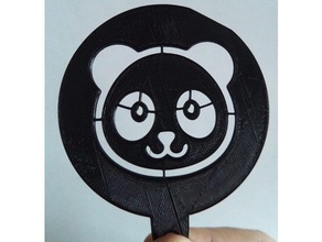 panda café pochoir lasercut3dprint 2d l'art 3d print model - Mito3D