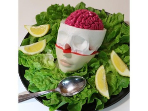 cervello skull face sculture 3d print model - Mito3D