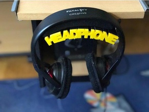 headphone holder slightly curved computer gaming headphones hook hanger under desk 3d print model - Mito3D