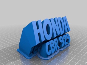 honda cbr 929 nameplate office customized 3d print model - Mito3D