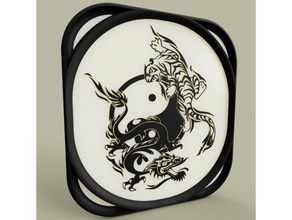ying yang tigre et dragon 2d Kunst 2dart 2d-Kunst 2d-Wand-Kunst Drachen fantasy Malerei tiger ying-yang yinyang yin 3d print model - Mito3D