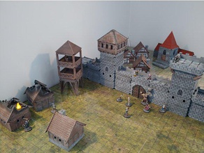 modular castle town house tower churchgates cathedral dm screen games 28mm 28nm 3d systems dnd dungeons dragons fantasy gaming gm miniature nsfw pathfinder tabletop village wargaming 3d print model - Mito3D