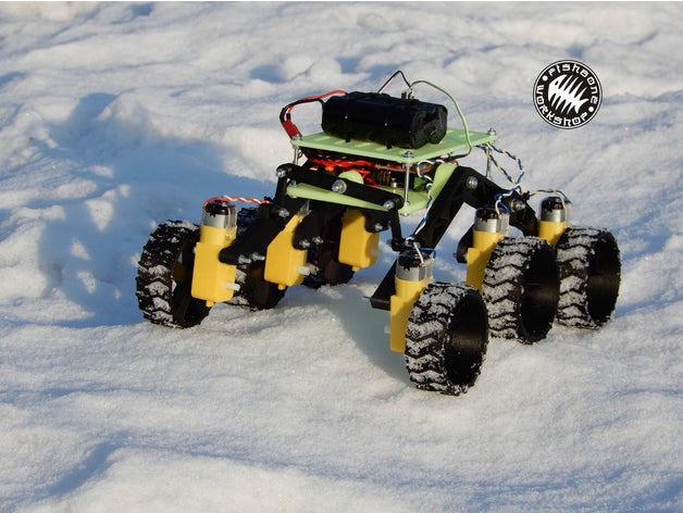 rc rocker-bogie chassis mini rover marciano controle remoto robô chassi rocker bogie 3D print model - Mito3D