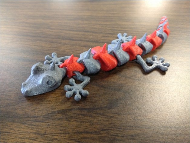 çift çivili kertenkele yüksek çözünürlük-ekstruzyon remix oyuncaklar oyunlar mafsallı artikülasyon renk alanında ekstruzyon flexi esnek gecko lagartija lagarto polymathic sivri 3D print model - Mito3D