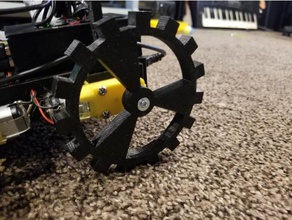 spiked wheel tt motors radius size motor housing robotics carpet grass letsrobot raspberry pi rover wheels 3d print model - Mito3D