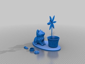 kitten planter- nazraele 3dwithus remix-bank bank coin money planter pot 3d print model - Mito3D