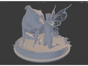fairy dog statuette sculptures 3d print model - Mito3D