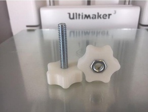 insert quarter inch coarse threaded bolts diy fluoropolymer hex nut inset knob kynar nile polymers pvdf 3d print model - Mito3D