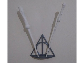 harry potter wall-mounted 5-wand holder props deathly hallows 3d print model - Mito3D