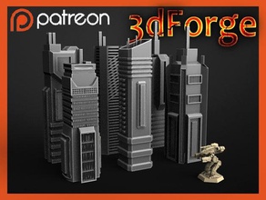sci-fi gratuita, città, cityscape battletech scifi wargame warhammer 40k 3d print model - Mito3D