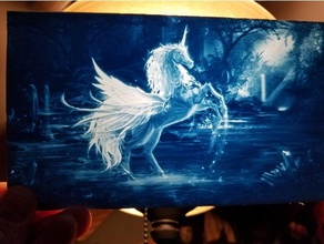 unicorn pegasus lithophane 2d art alicorn led night light pegacorn pony 3d print model - Mito3D