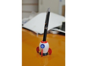 razzo supporto della penna pen titolare rocketship stand 3d print model - Mito3D