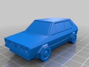 volkswagen golf gtd - low poly miniature de mk2 volskwagen 3d print model - Mito3D
