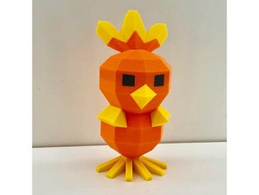 low-poly-torchic - multi-color dual-extruder multi-material palette dual-extrusion low-poly mmu multi-Farbe multimaterial pokemon torchic 3d print model - Mito3D