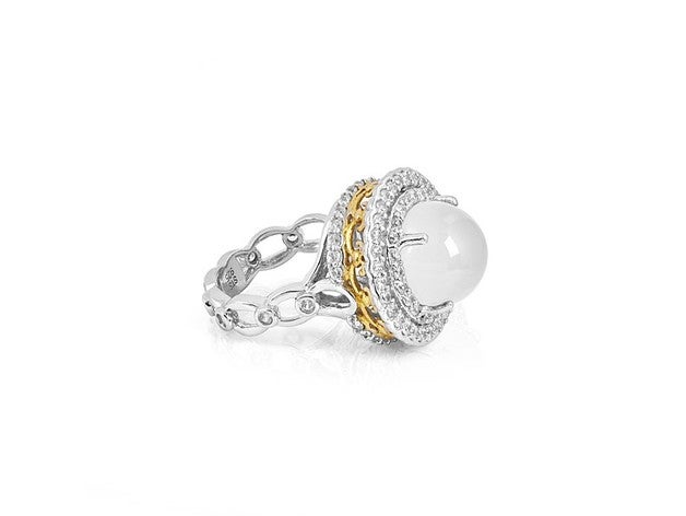 opal quartz silver halo ring women jewelry 3D print model - Mito3D