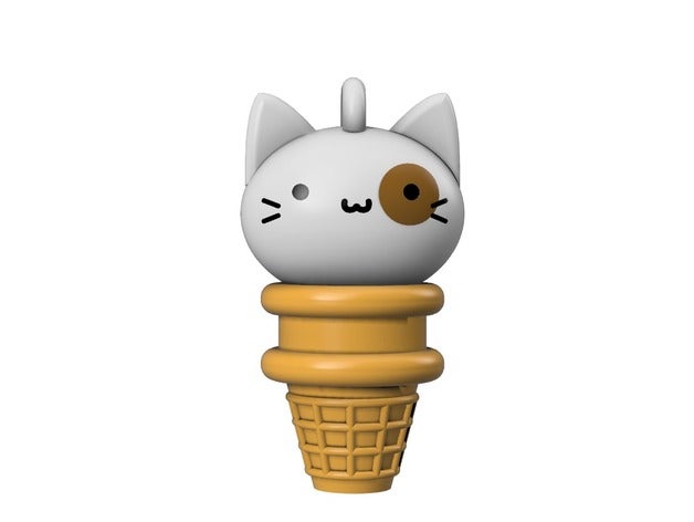ice cream cat cute toys games 3dkeychains 3d keychains goldmund icecream kitty solomonlq workshop 3D print model - Mito3D
