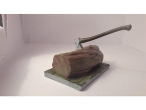 my axe big log 3d printing dnd miniature sculpture tool wood 3d print model - Mito3D