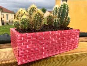 pot briques brick outdoor garden bonsai cactus flower jardin plante planter plant wall 3d print model - Mito3D