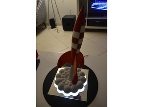 luminous support tintin moon rocket brians2k decor fusee led 3d print model - Mito3D