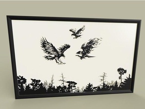eagles 2d art 2dart wall painting 3d print model - Mito3D