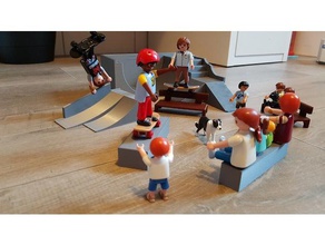 skate éléments compatibles playmobil banc la rampe patinage planche à roulettes 3d print model - Mito3D