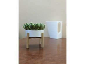 mid century small planter household classic design flower minimalist pot vase wood 3d print model - Mito3D