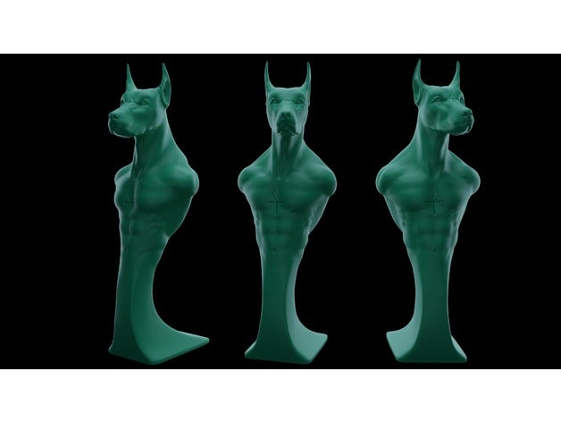 anubis büstü köpek Kas heykeltraşlık heykel 3D print model - Mito3D