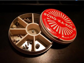 scho-ka-kola tin can divider tool holders boxes bin chocolate parts 3d print model - Mito3D
