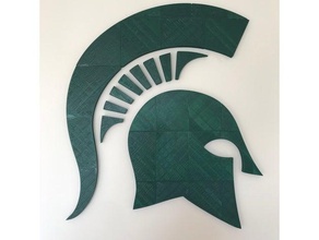 spartan logotipo de la cabeza decoración pared gigante 3d impresión ir verde el estado michigan msu 3d print model - Mito3D