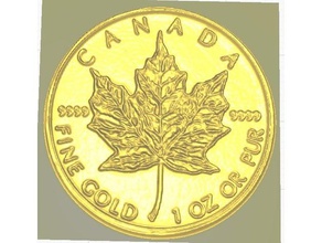 1 unze ounce fine gold maple leaf coin m&uumlnze canada jewelry 3d print model - Mito3D