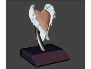 light heart sculptures gem statue wings 3d print model - Mito3D