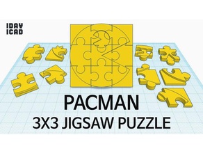 1jour 1cad 3x3 puzzle pacman les jouets jeux 1day1cad Puzzle 3d 3d print model - Mito3D