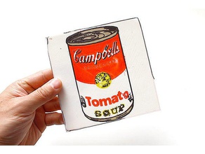 campbell soup 2d a arte andy warhol tela de seda tomate 3d print model - Mito3D