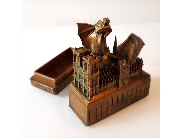 la cattedrale di notre-dame drago box art chiesa contenitore notre dame archiviazione 3D print model - Mito3D