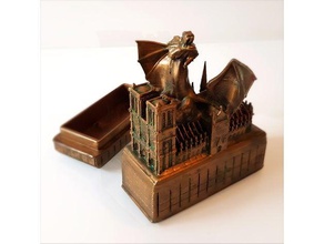 a catedral de notre-dame dragão caixa arte igreja recipiente notredame notre dame armazenamento 3d print model - Mito3D