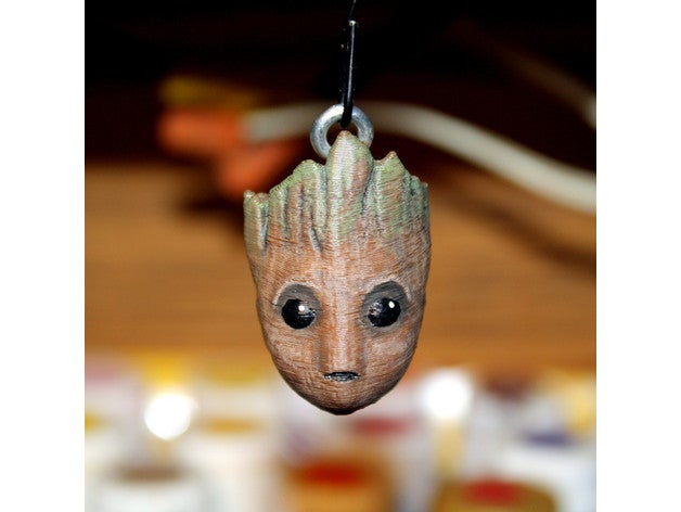 baby groot head chain pull keychain ceiling fan 3D print model - Mito3D