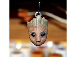 baby groot testa di trazione della catena portachiavi ventilatore a soffitto keychain 3d print model - Mito3D